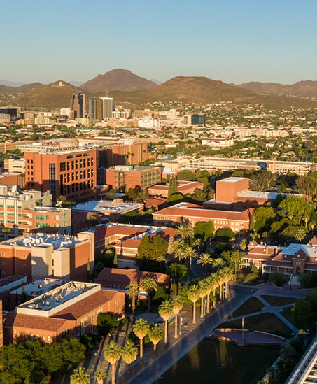 Aerial view of a university campus